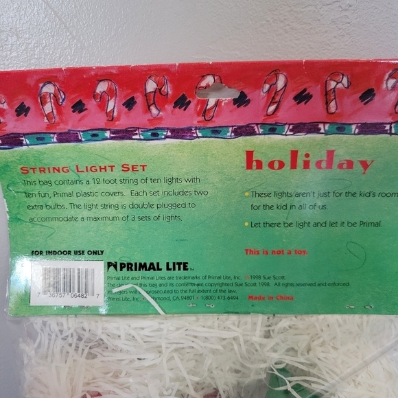 Prima Lite Holiday Vintage Christmas Lights Santa Tree String Sue Scott 1998 Vtg - Picture 5 of 5